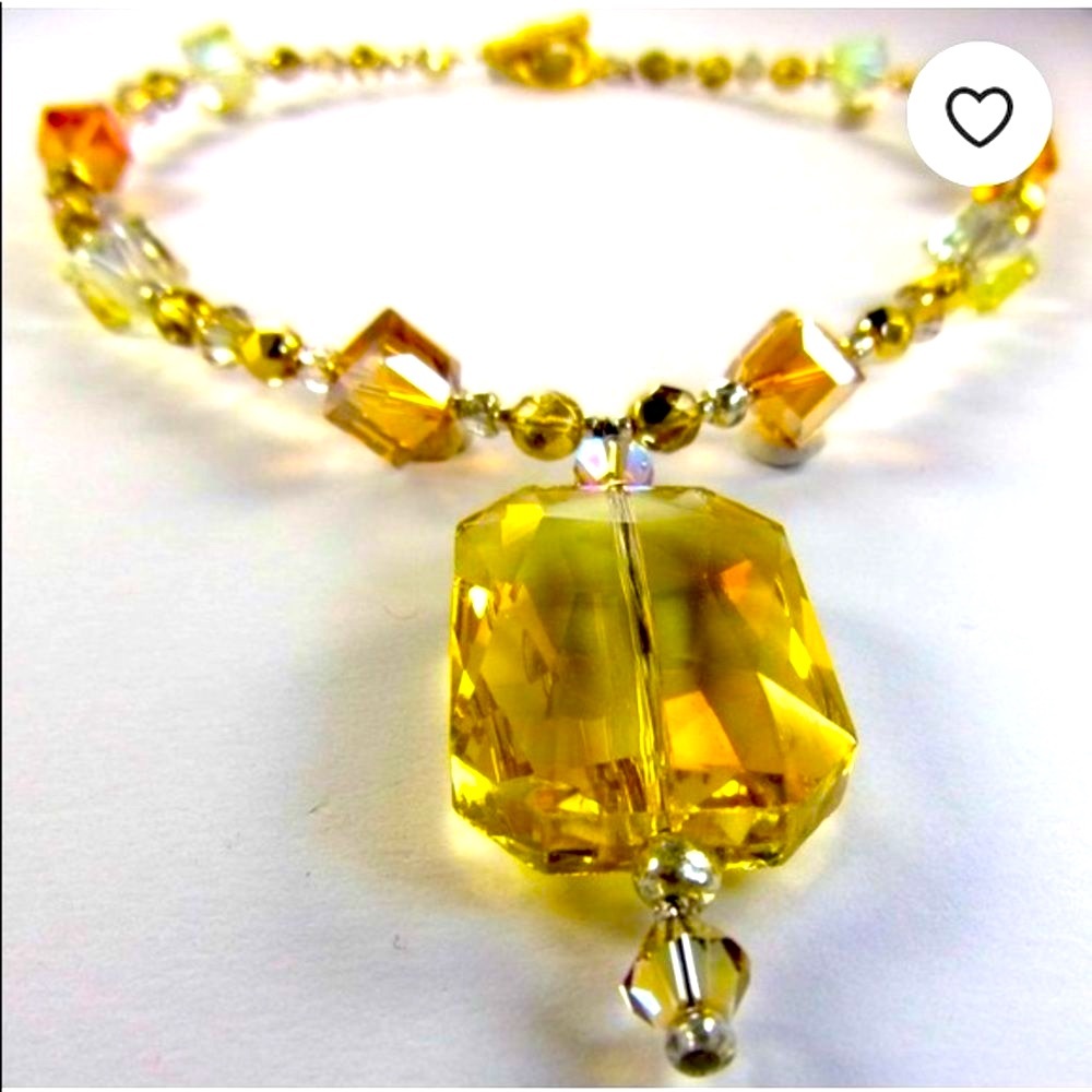 💛 Amber, Yellow, & Citrine Crystal Bead Necklace by Beverly’s Jewelry Box $49